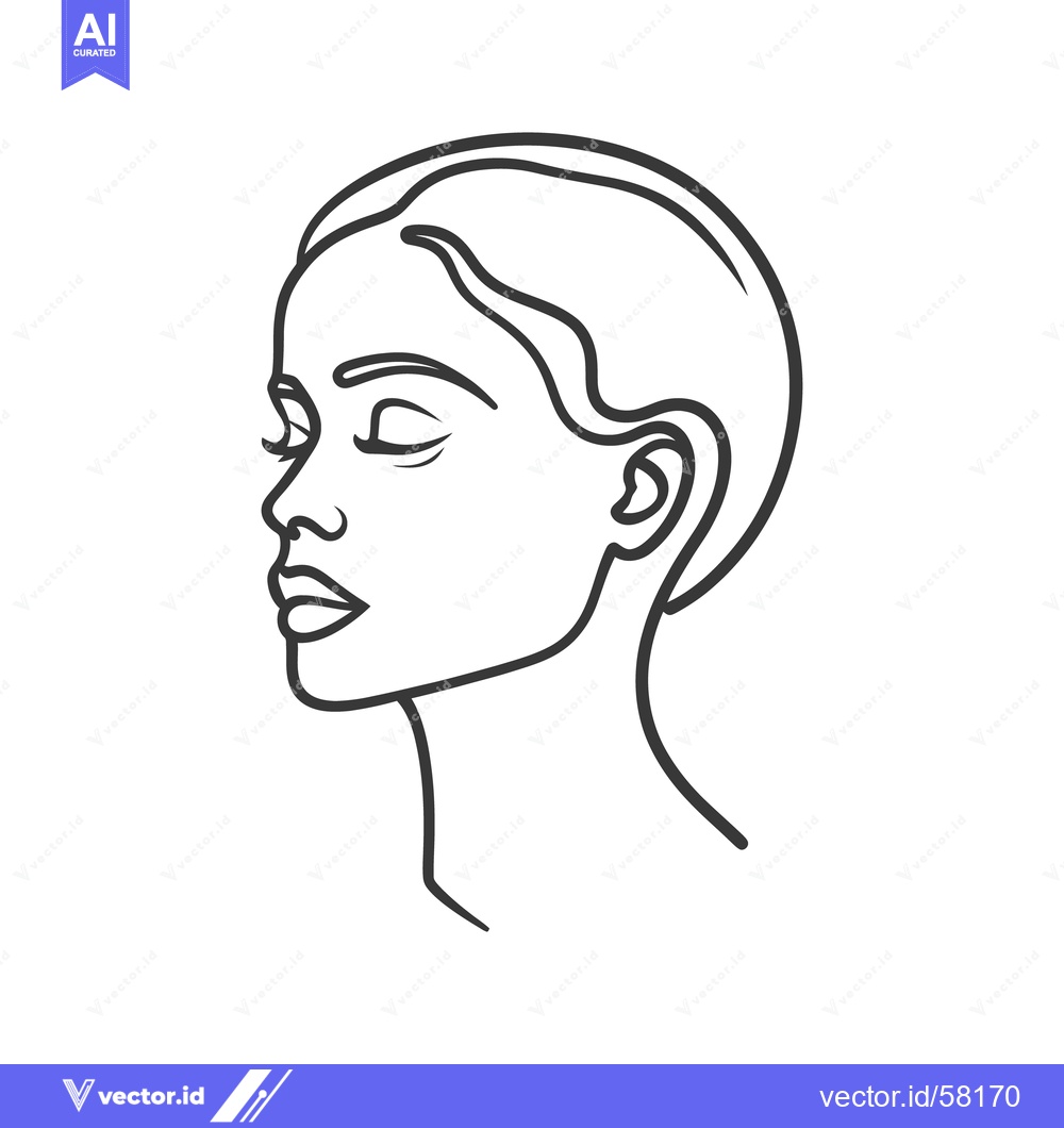 Premium Vector of A Simple Linear Illustration of A Woman in Profile