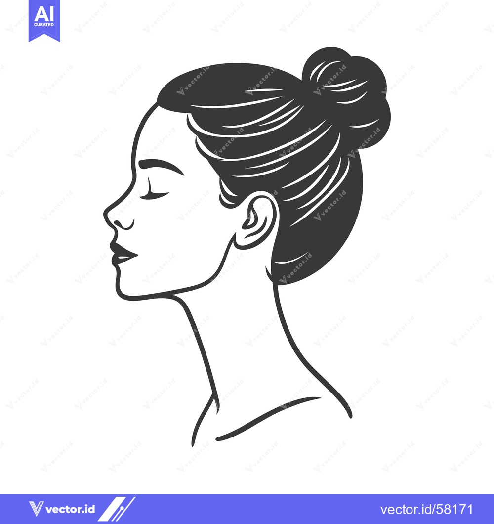 Premium Vector dari A line drawing of a woman with closed eyes and a bun