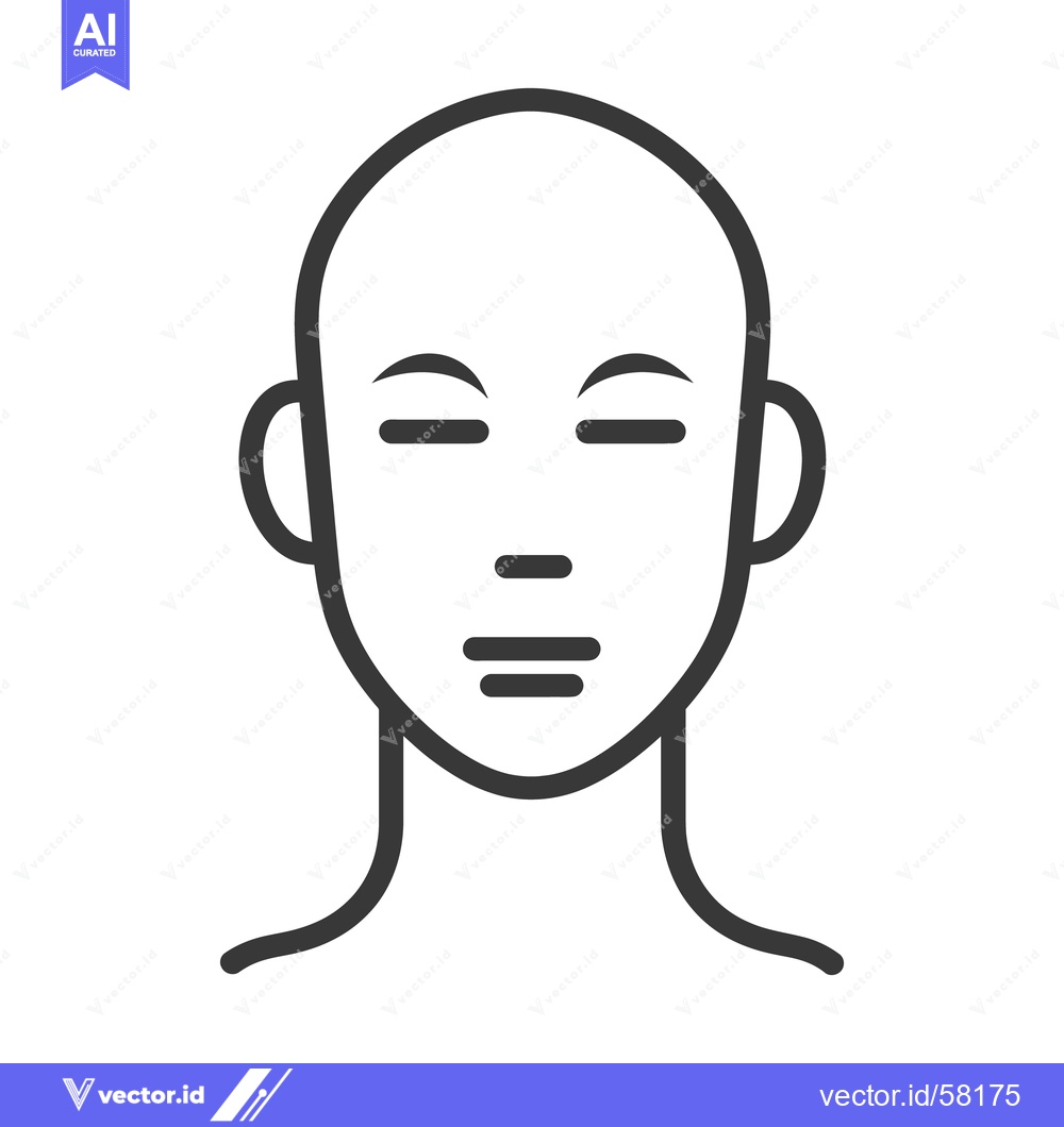 Premium Vector dari Front facing minimalist line art illustration of a human face