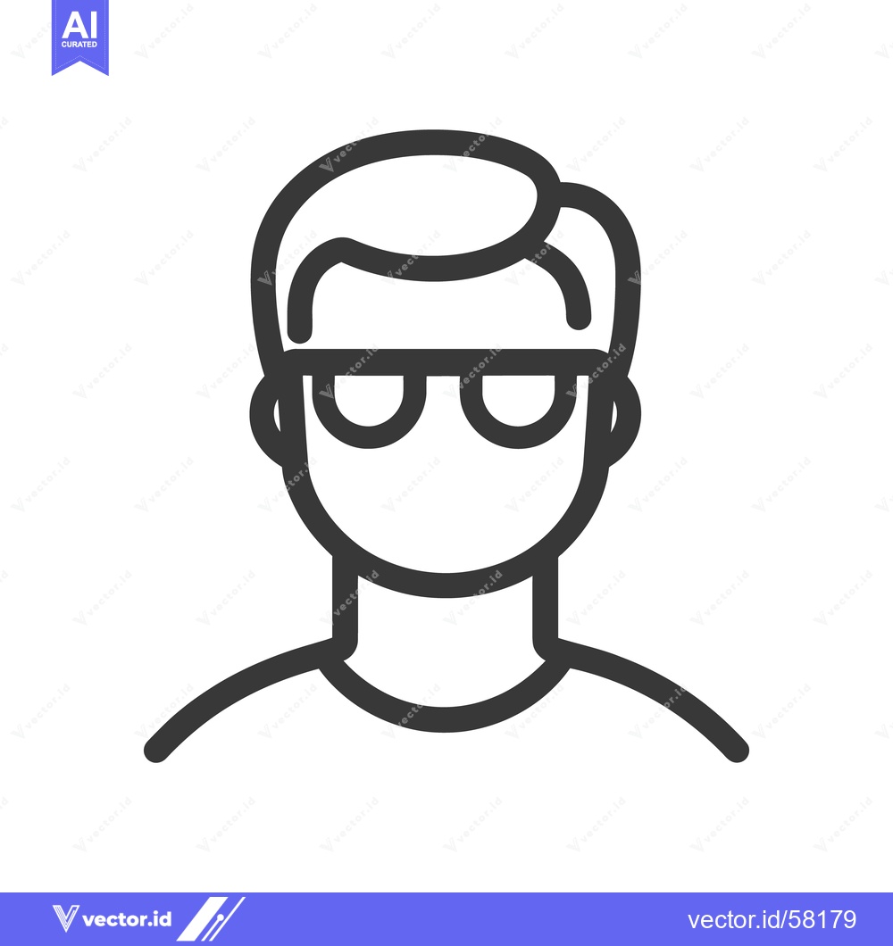 Premium Vector dari A simple line art illustration of a person wearing glasses