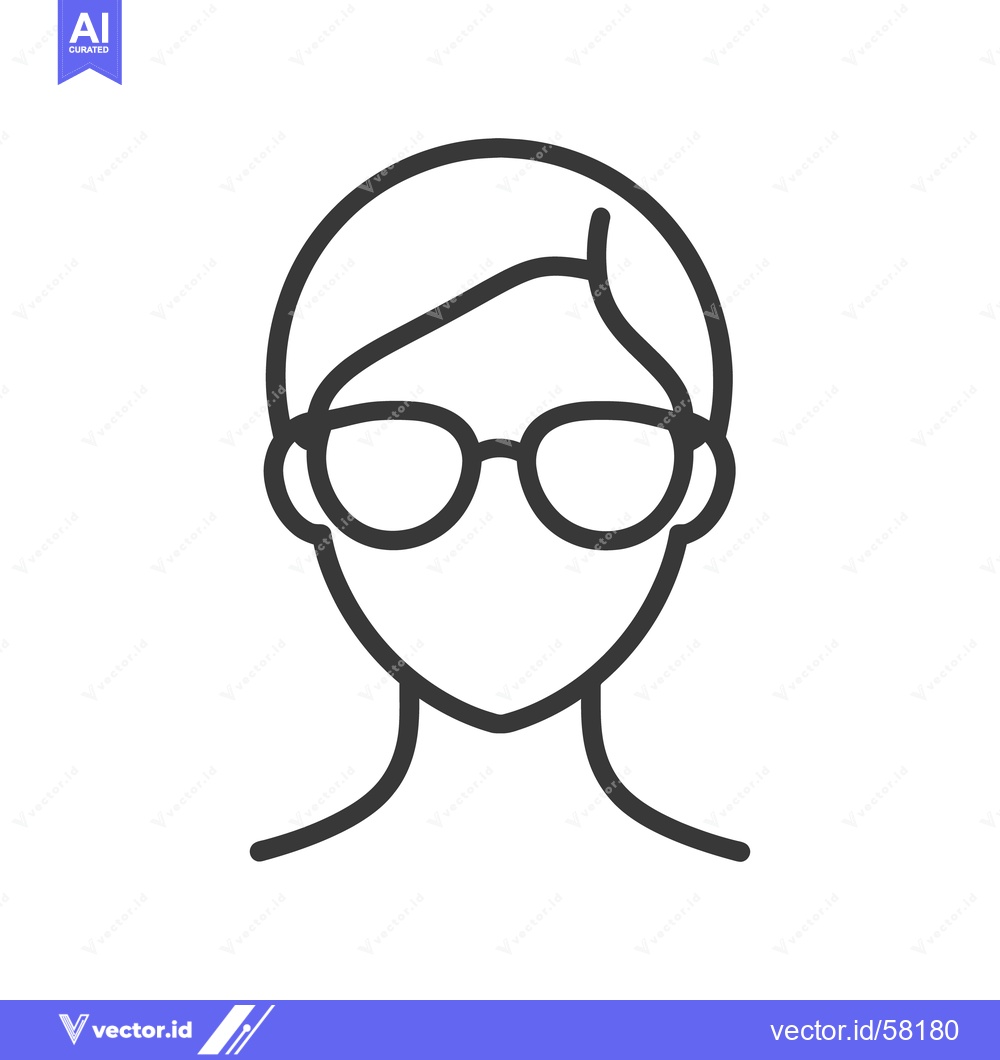 Premium Vector of Outline drawing of a person wearing glasses and a short hairstyle