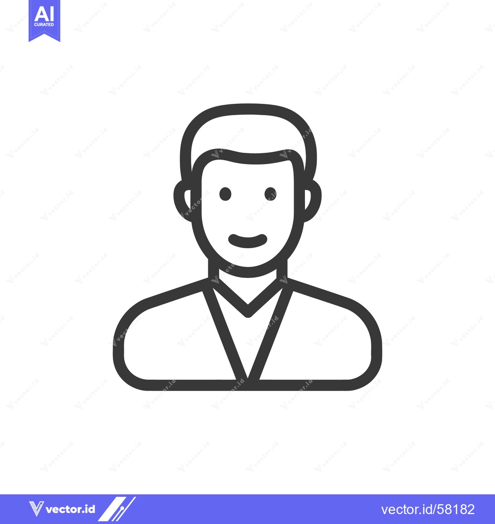 Premium Vector of Minimalist Line Art Portrait of Smiling Man in Suit