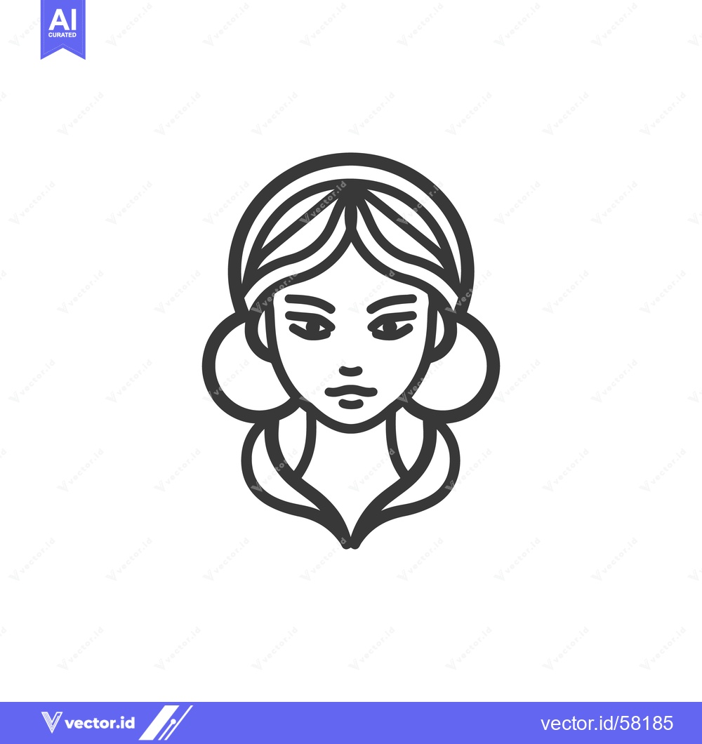 Premium Vector of Minimalist Woman Portrait Icon with Elegant Hairstyle and Clean Lines