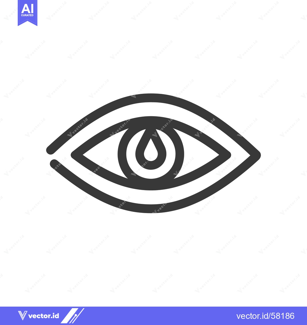 Premium Vector of Minimalist Eye Icon with Tear Drop, Bold Outline, Modern Design