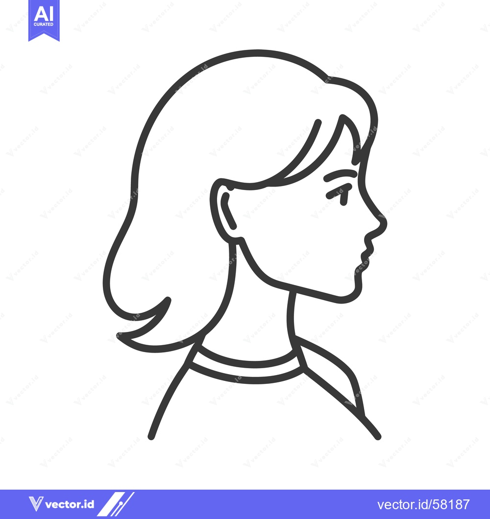 Premium Vector dari Minimalist Line Art: Woman's Profile with Bob Haircut, Clean Design