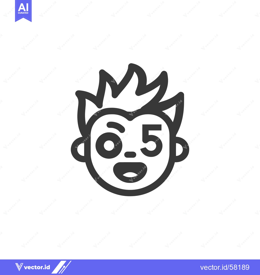 Premium Vector dari Cartoon Face with Number Five: Whimsical Graphic Icon Design