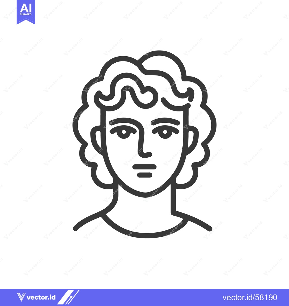 Premium Vector dari Minimalist Portrait: Ancient Greek Figure with Curly Hair, Bold Outlin