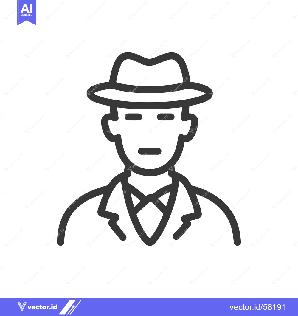 Premium Vector of Minimalist Icon of a Man in Suit and Fedora Hat