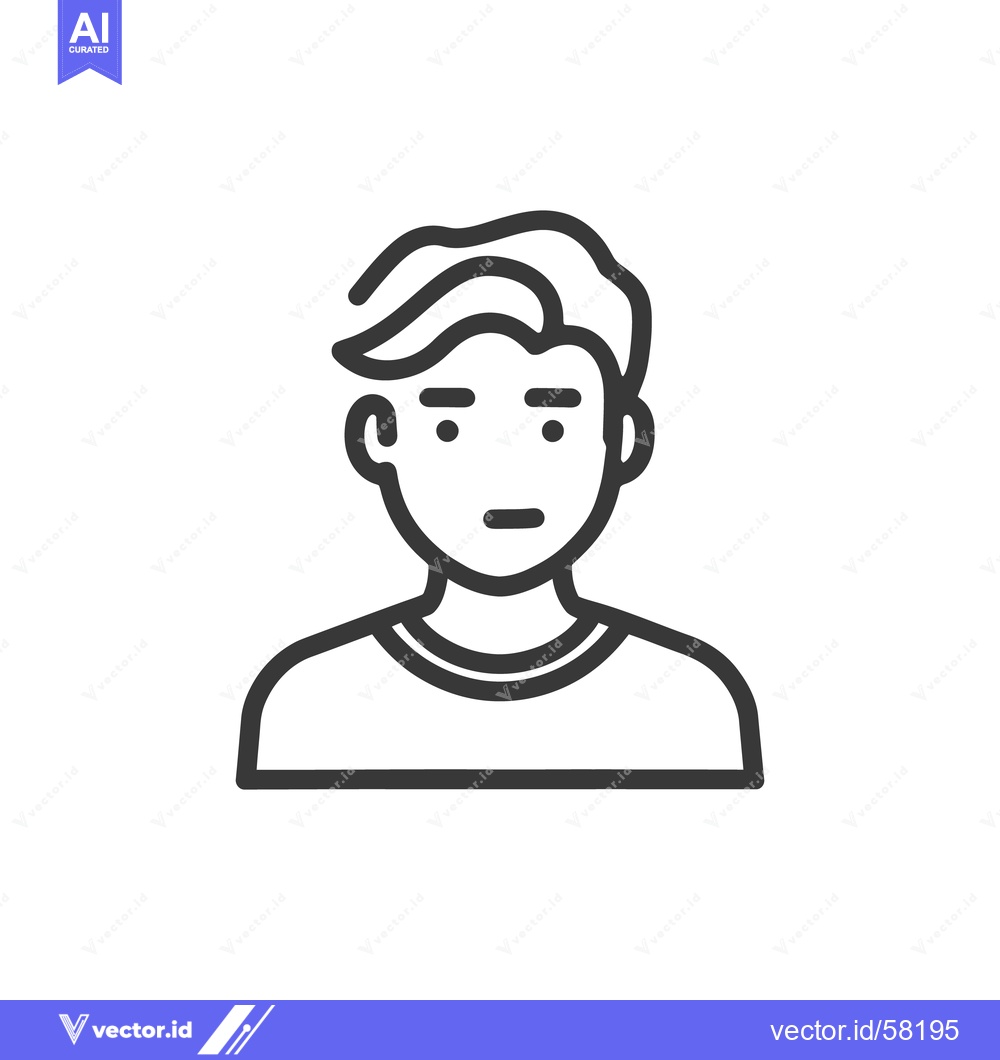 Premium Vector dari Minimalist Line Art Portrait: Young Man with Modern Hairstyle and T-Sh