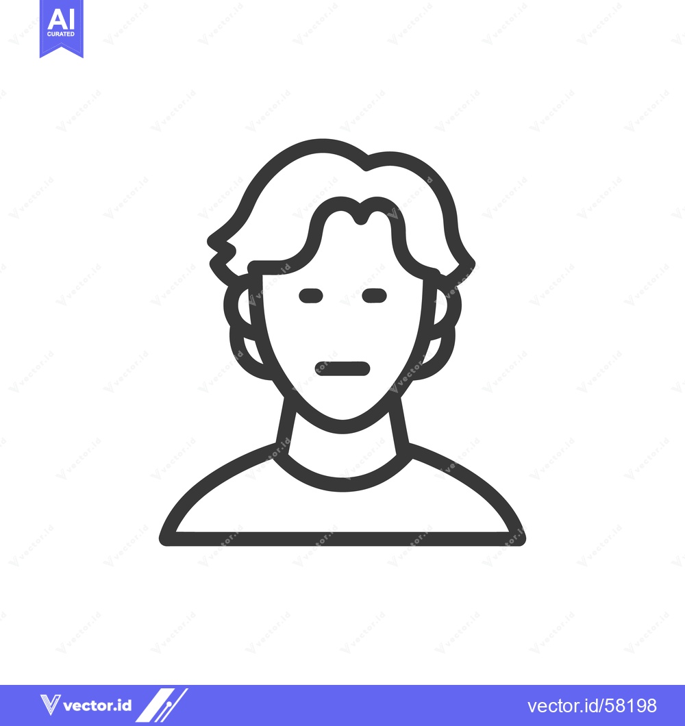 Premium Vector of Minimalist Man Icon: Simple Outline Portrait with Neutral Expression