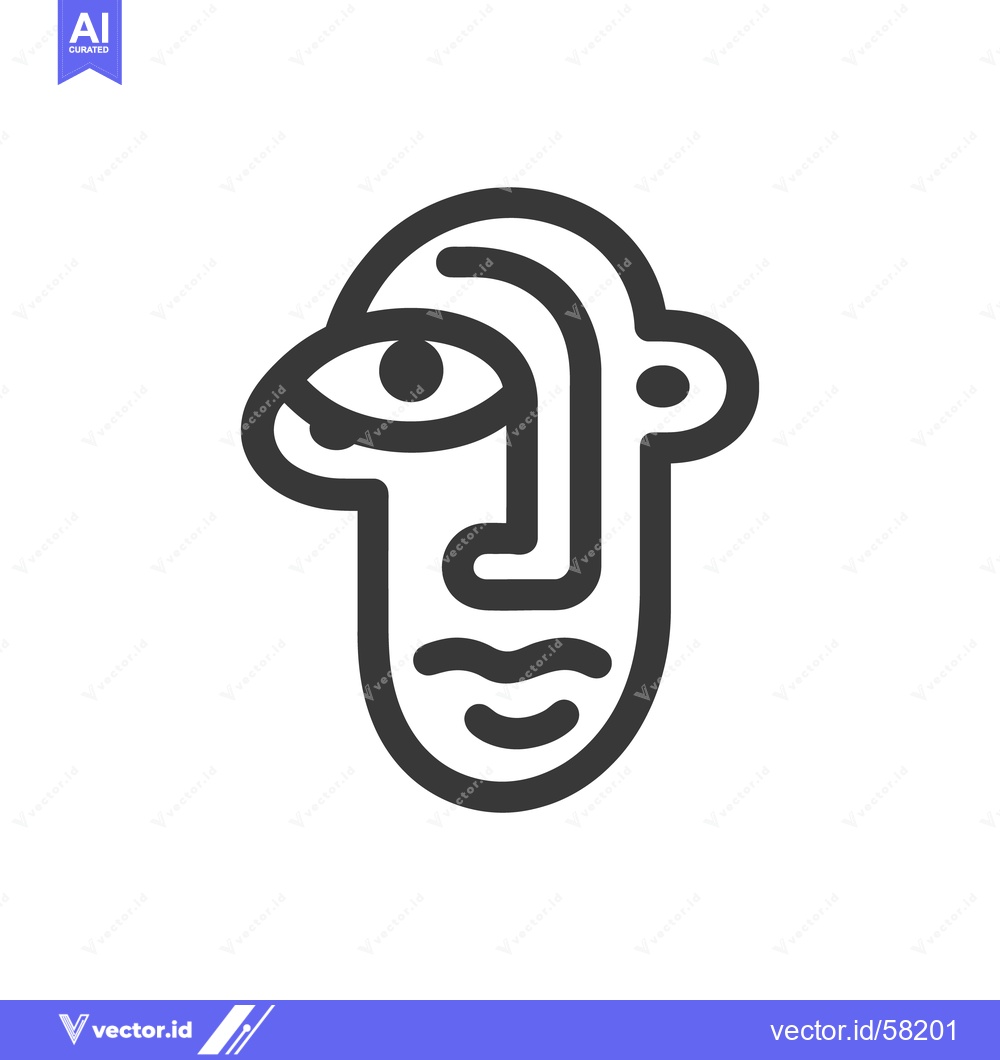 Premium Vector of Abstract Face Line Art: Minimalist Portrait with Single Eye and Unique