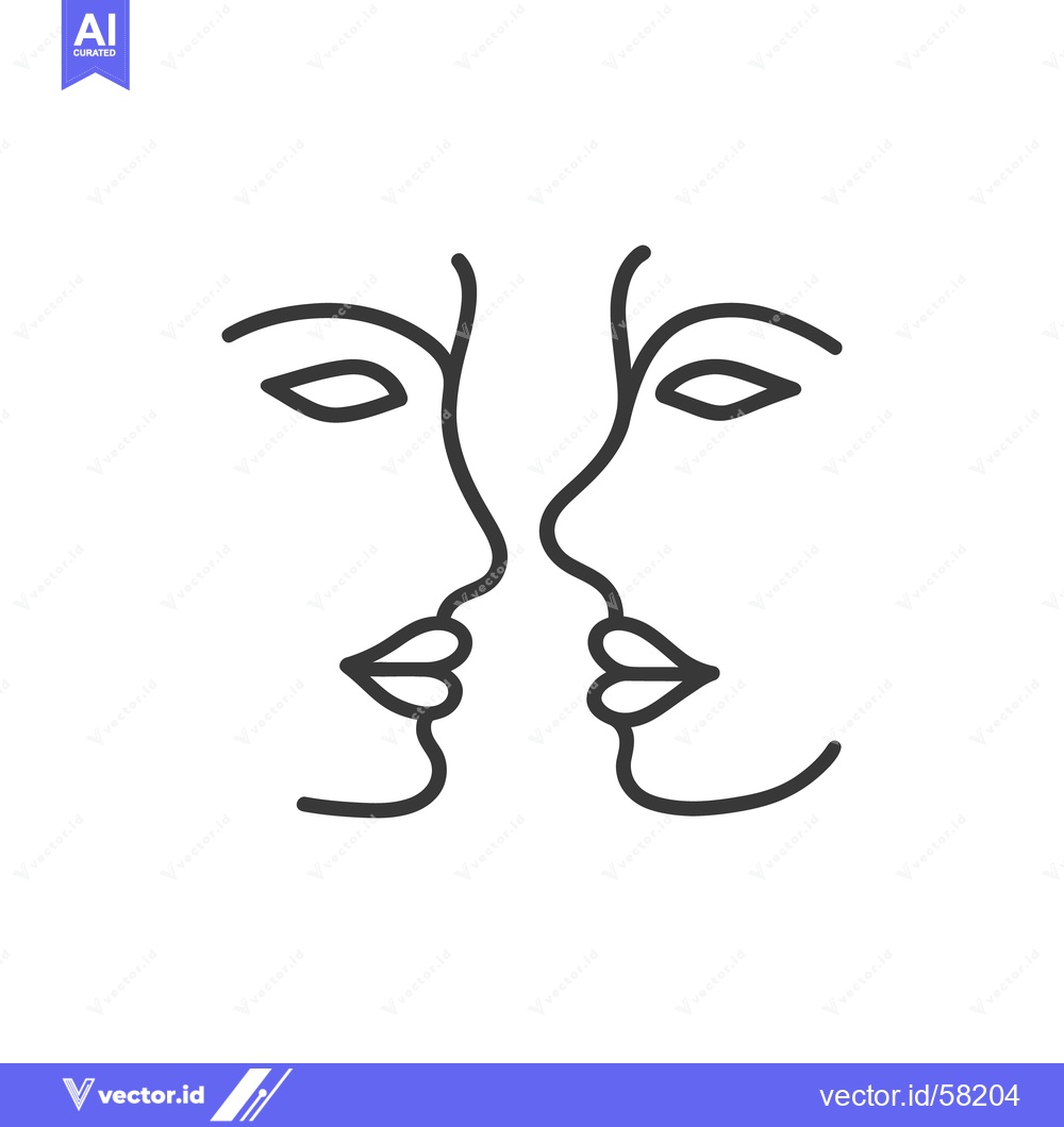Premium Vector dari Minimalist Line Art: Two Faces in Profile, Abstract Portraiture