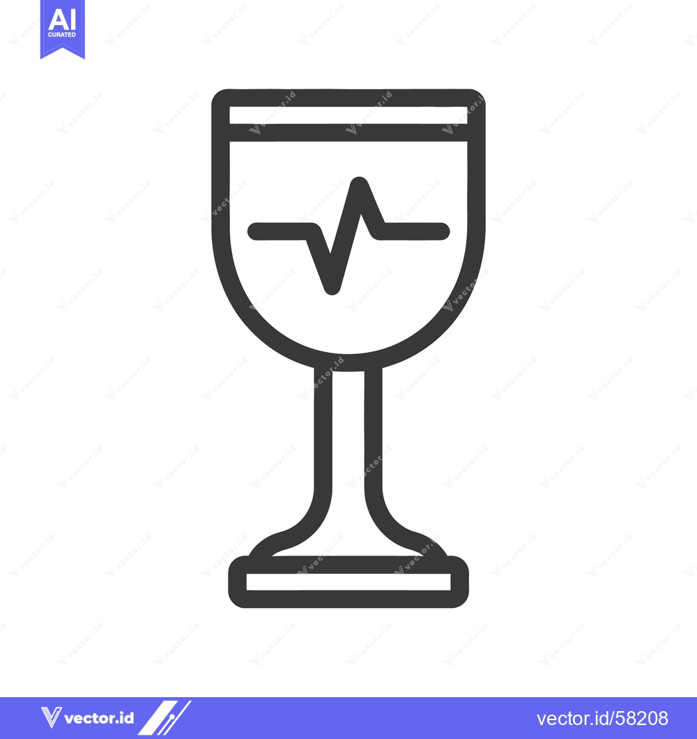 Premium Vector dari Graphic representation of a wine glass with medical heart rate