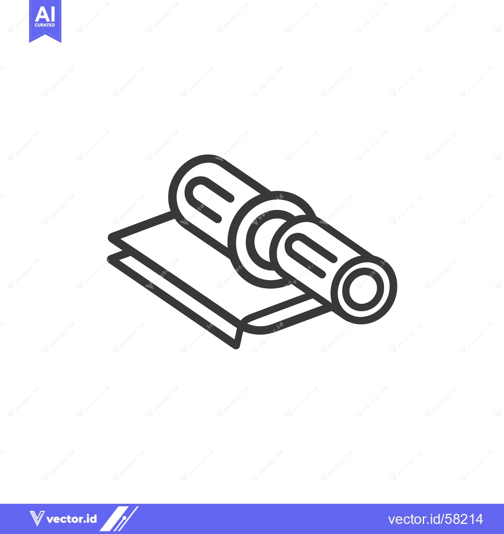 Premium Vector of A black and white graphic illustration showing rolled paper and base