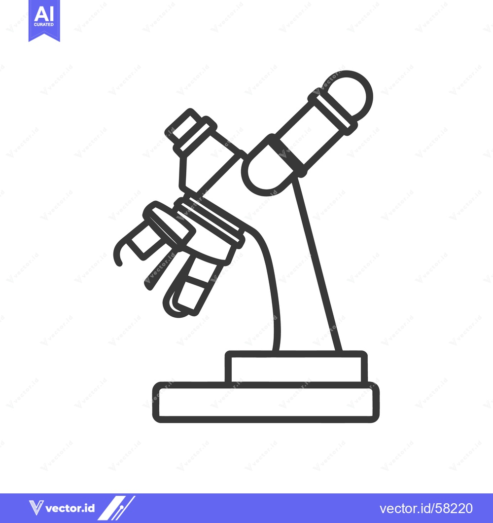 Premium Vector of An illustrated outline depicting a scientific laboratory microscope in