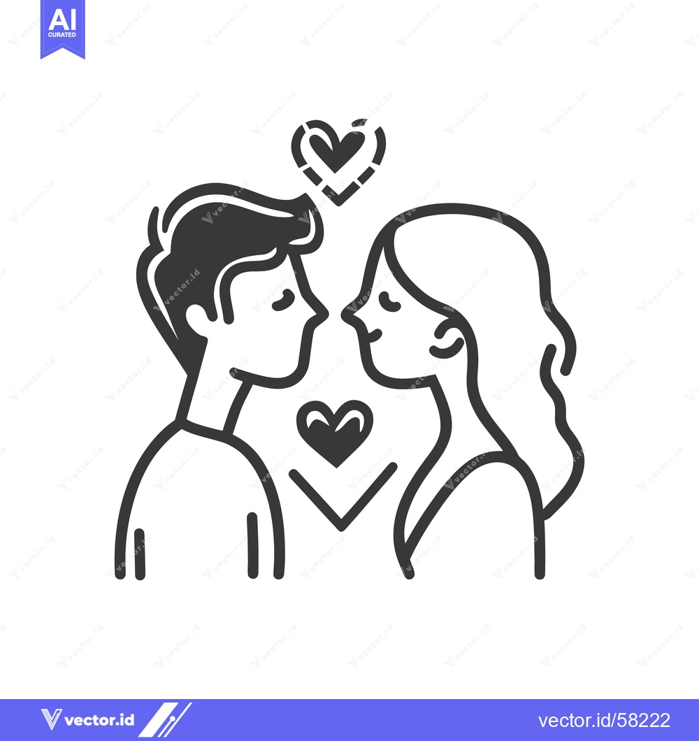 Premium Vector of Silhouette illustration of loving couple gazing into each others eyes