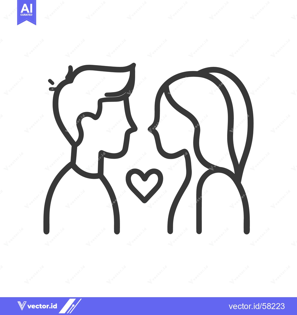 Premium Vector dari Two figures face each other with heart symbol between them