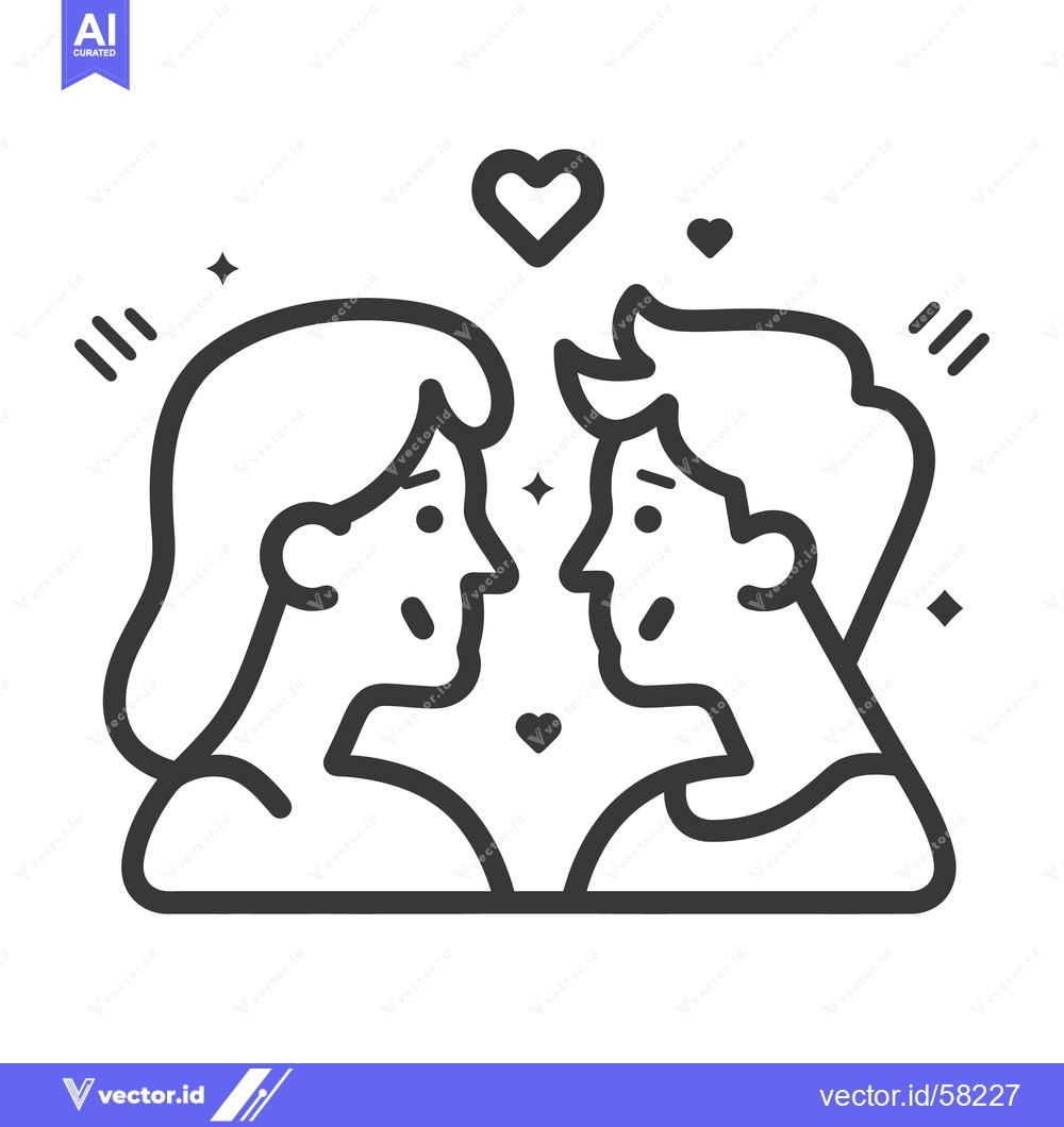 Premium Vector of Two people facing each other with hearts above their heads