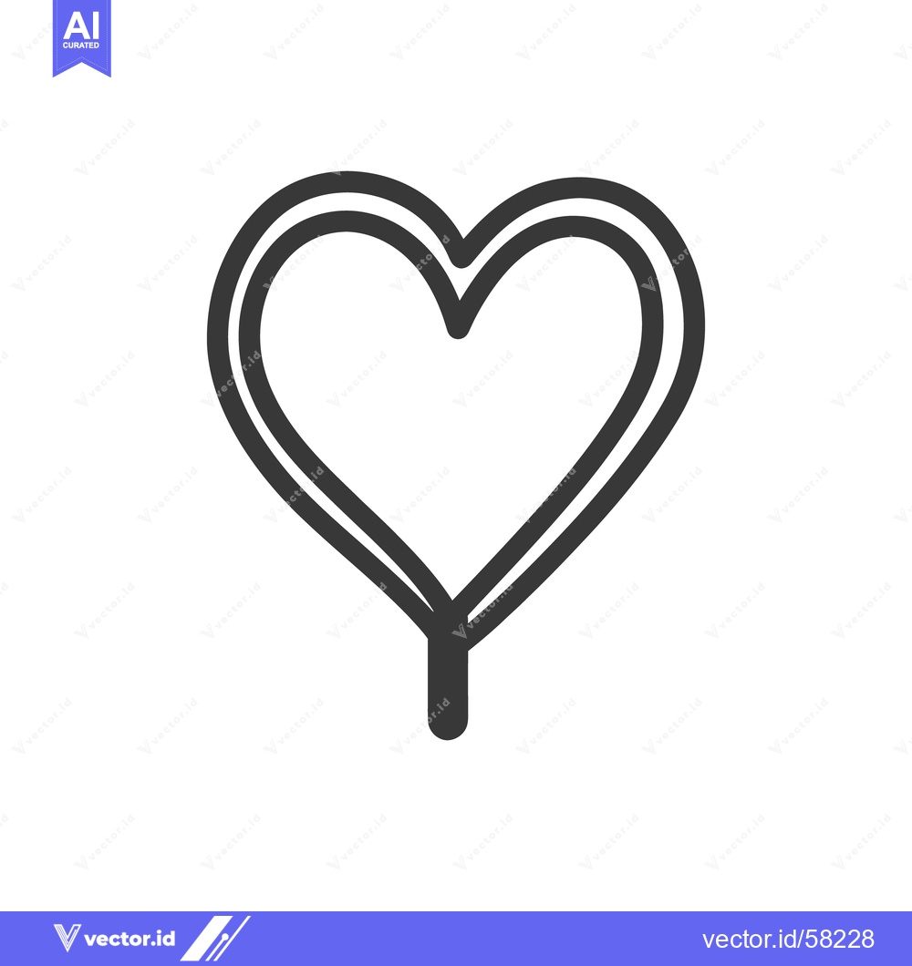 Premium Vector dari A simple line drawing of a heart on a stick