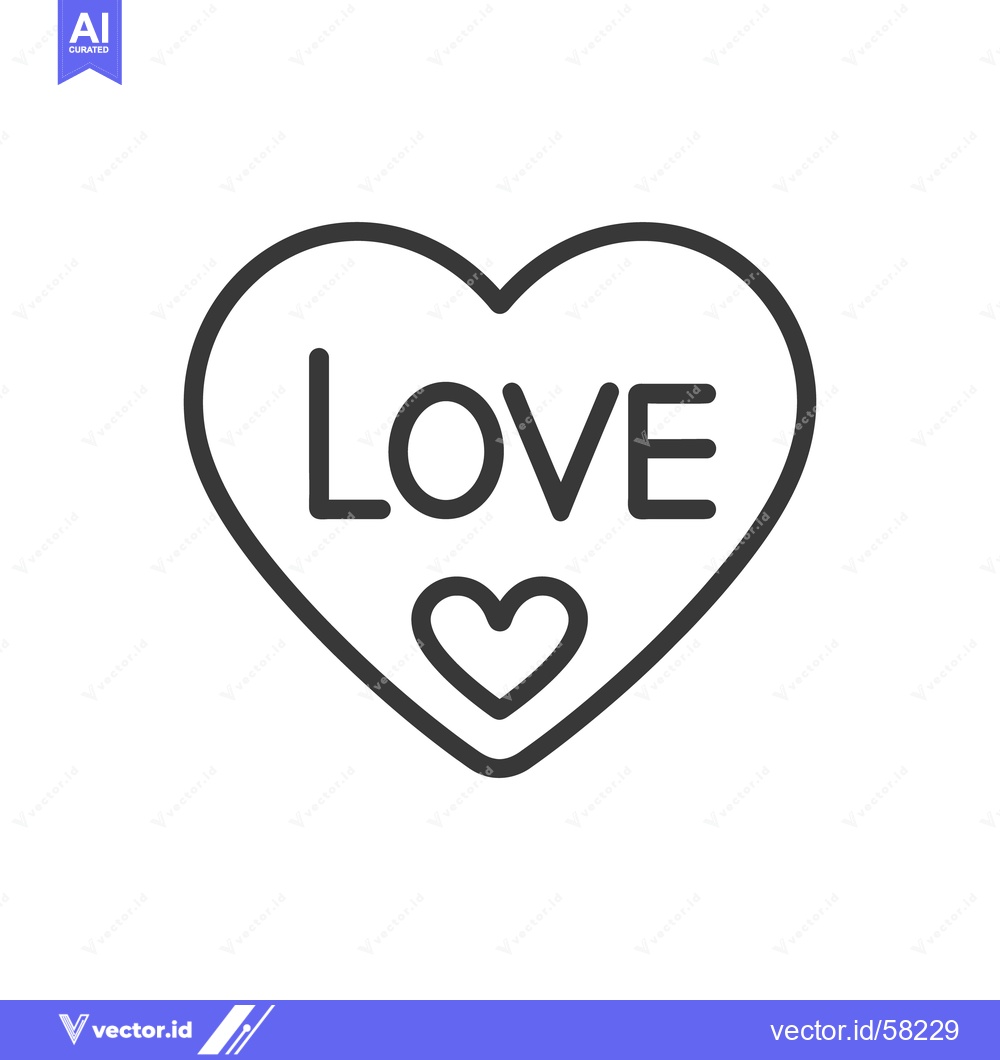 Premium Vector of A stylized heart with the word love and smaller heart within