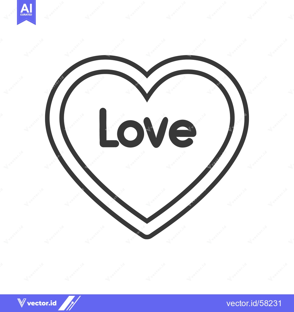 Premium Vector of A simple outlined heart shape containing the word love centered