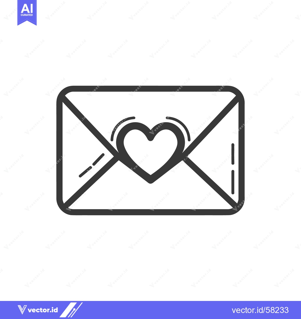 Premium Vector of An Envelope Displaying a Heart Symbol Illustrating Sentimental Communi