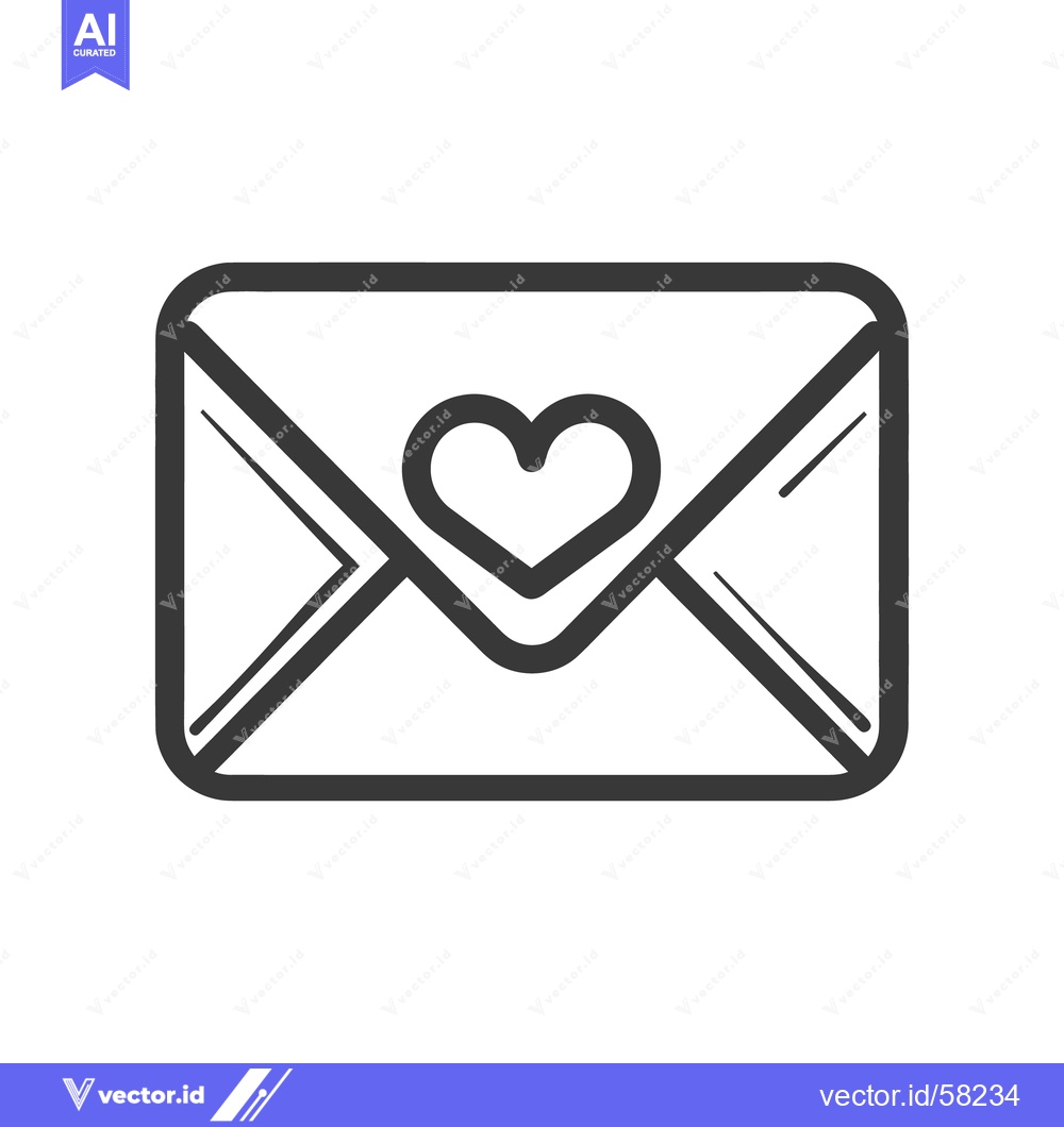 Premium Vector of A closed envelope with a heart symbol on its front face