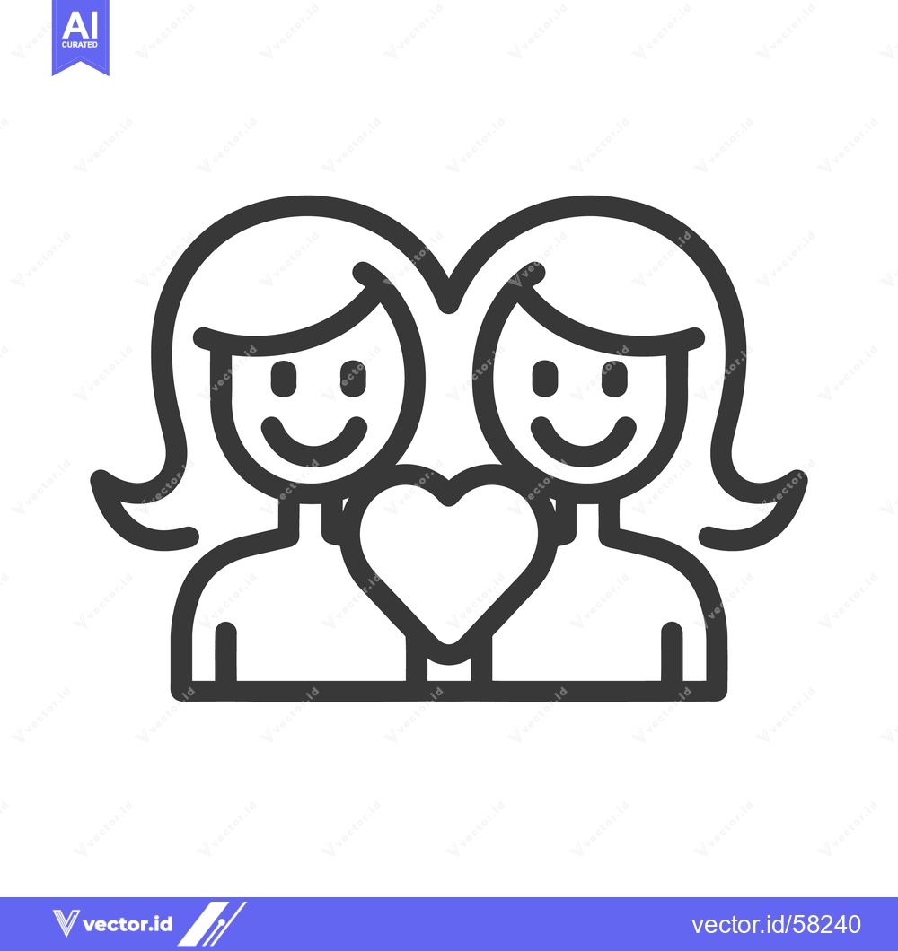 Premium Vector dari Two women are smiling while holding a heart together