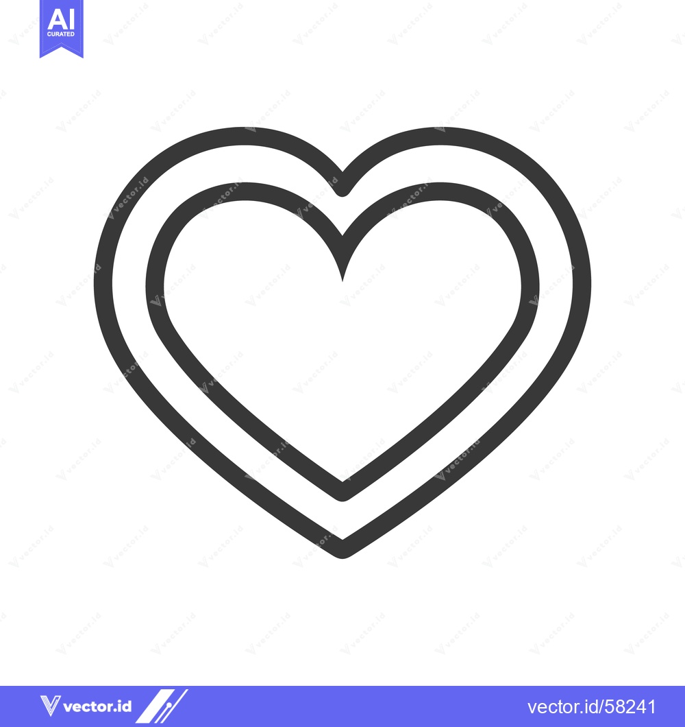Premium Vector dari A simple outlined heart image with a double layered appearance