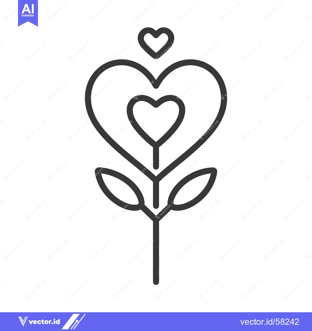 Premium Vector dari A stylized illustration depicting a floral design with hearts