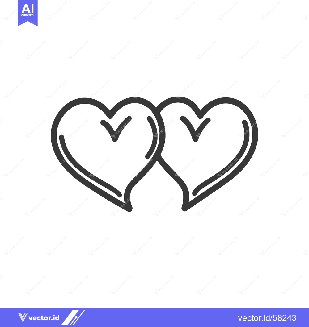 Premium Vector dari Two overlapping black heart outlines representing love and affection