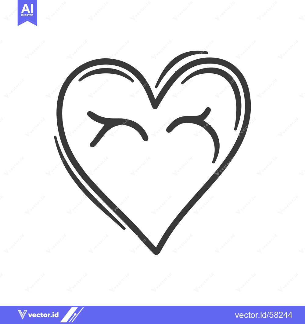 Premium Vector dari A hand drawn heart shape with a happy face expression