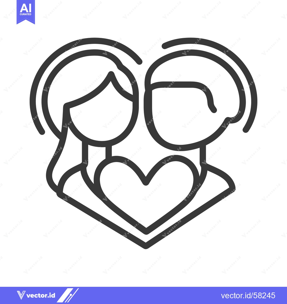 Premium Vector of Two people embracing each other with a shared heart symbol