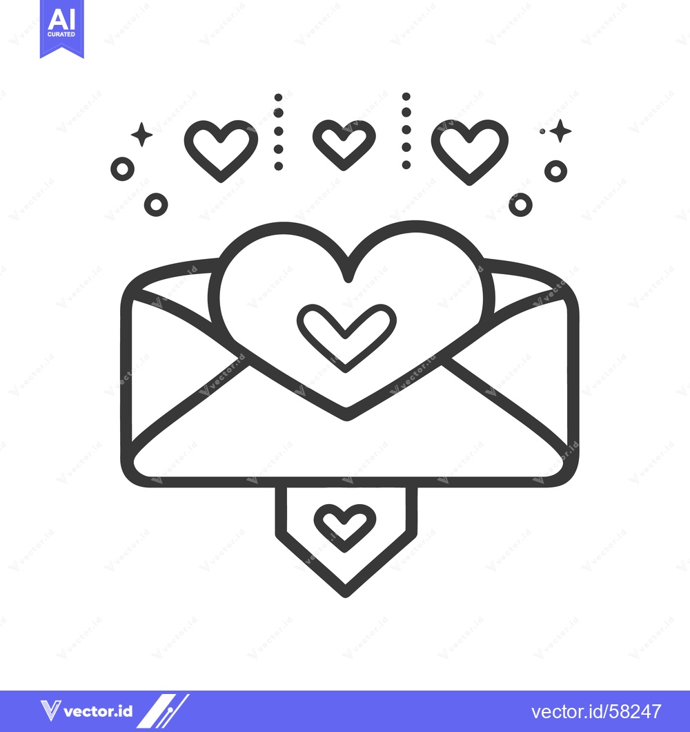 Premium Vector dari A stylized envelope containing a heart with love symbols above