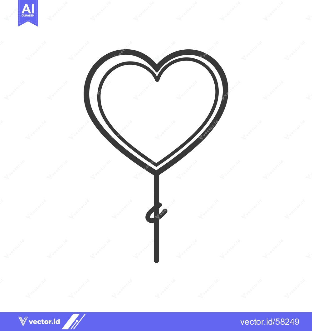 Premium Vector of A simple heart shape on a thin stick with loop detail