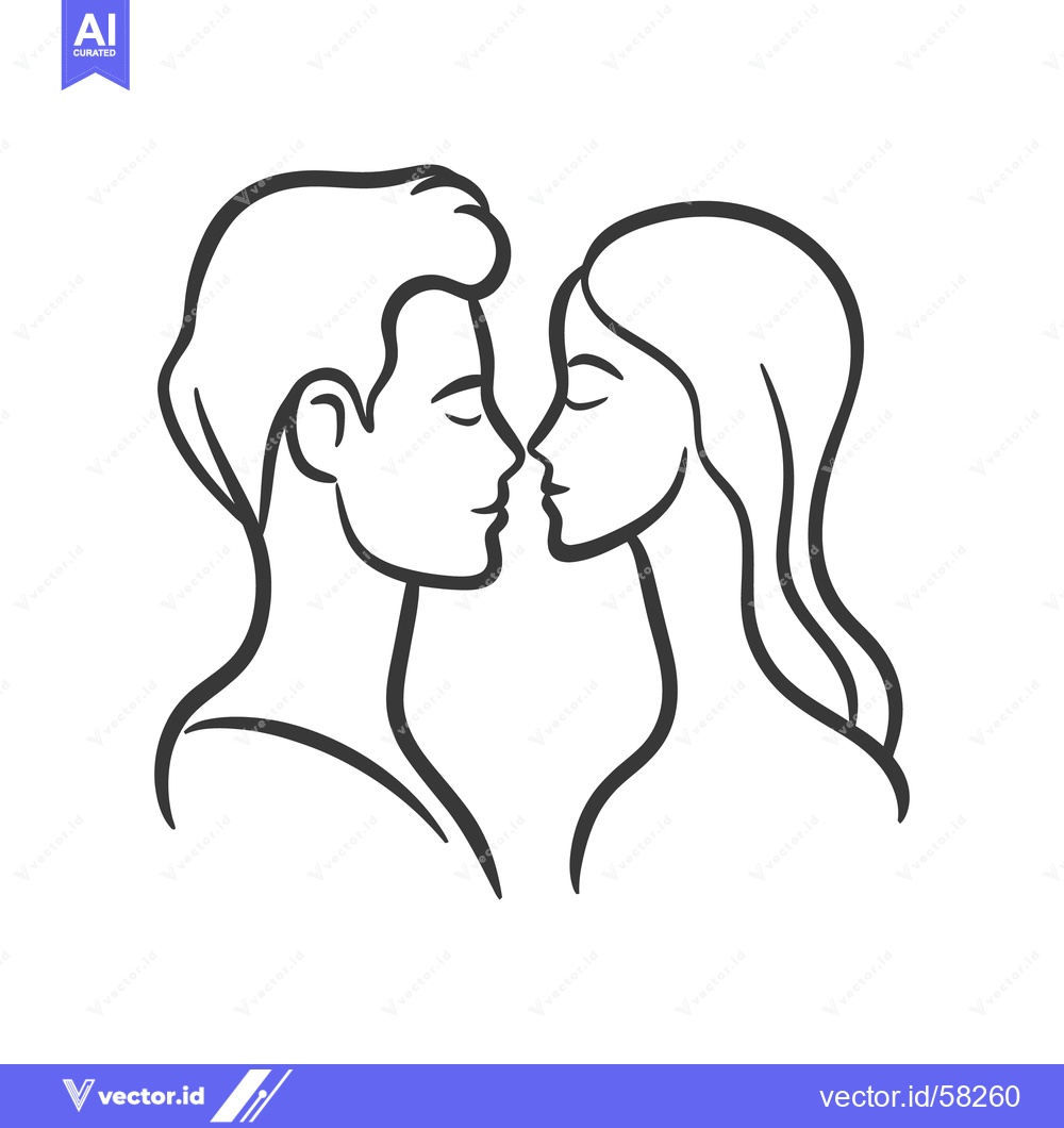 Premium Vector of A loving couple looking at each other face to face in intimacy