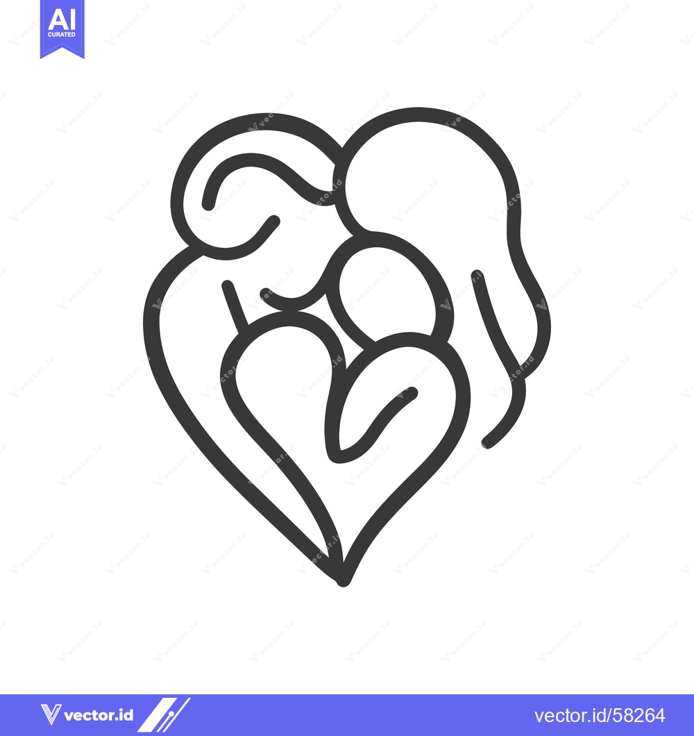Premium Vector dari A simple line drawing depicting family love and togetherness