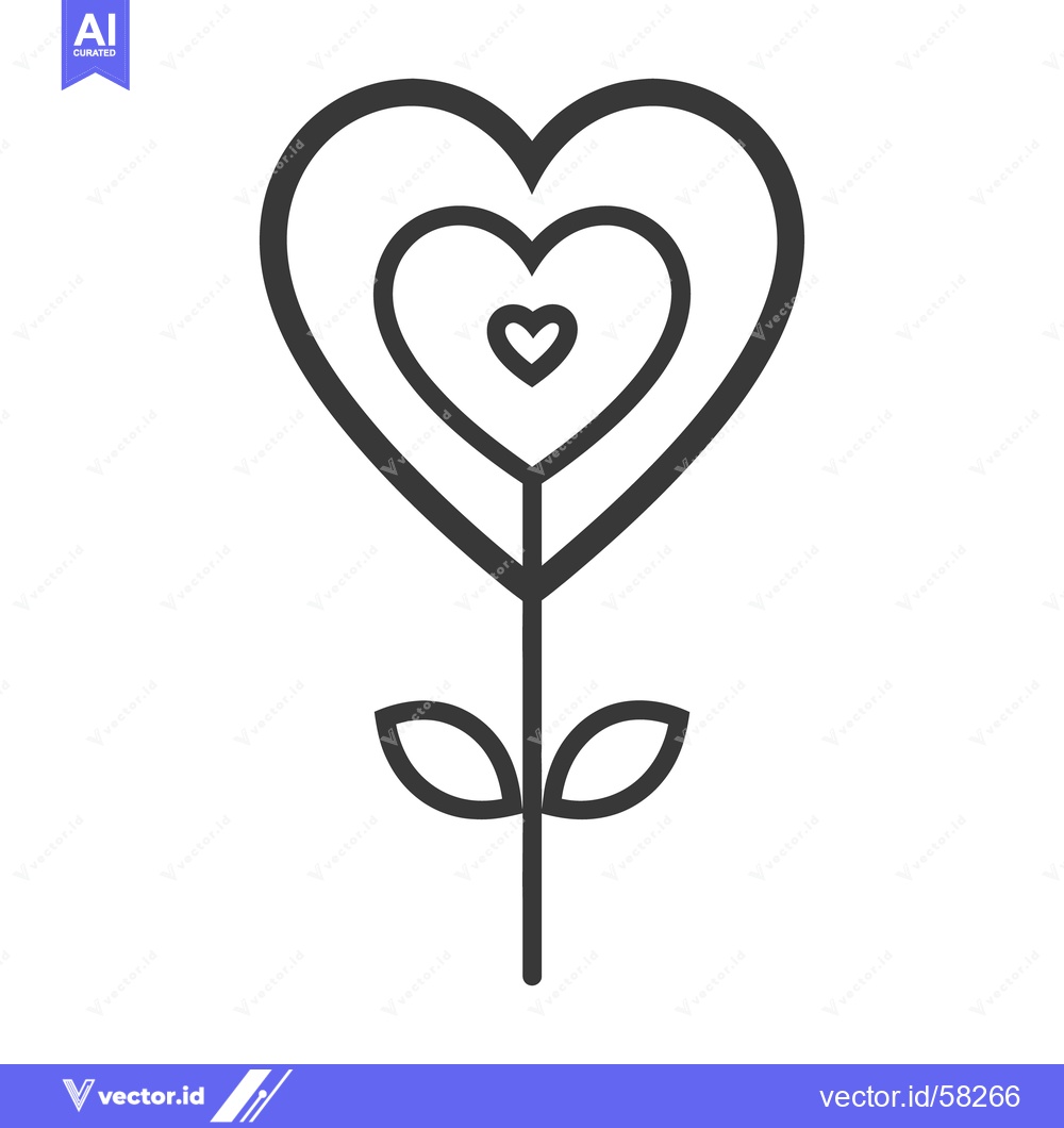 Premium Vector dari A stylized illustration of a heart shaped flower on white background