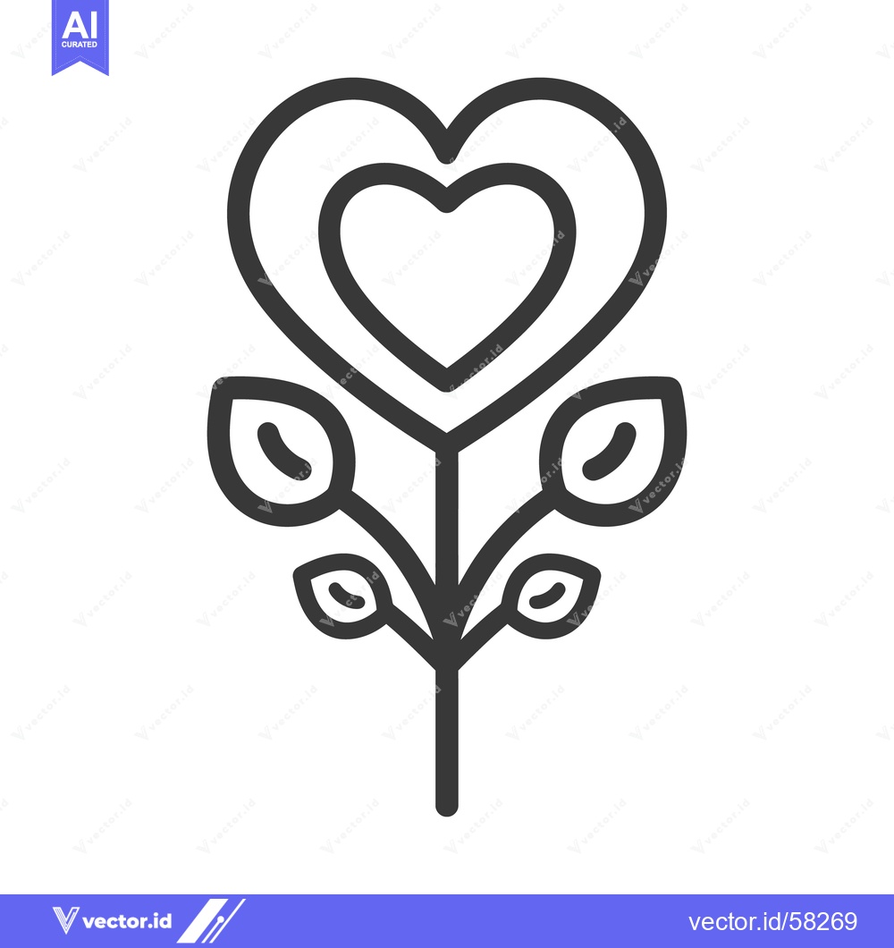 Premium Vector dari A graphic representation of a heart shaped flower stem with leaves