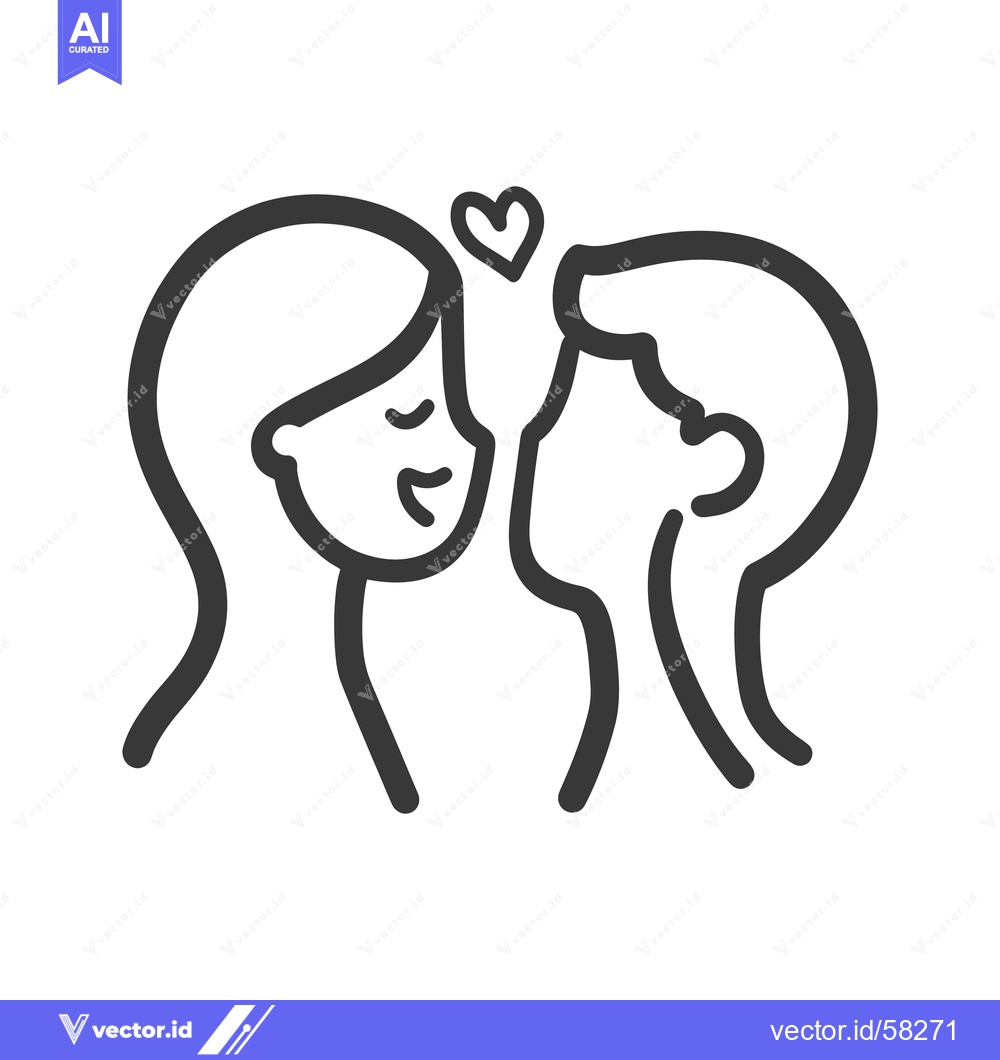 Premium Vector of Two people are very close with a heart above them