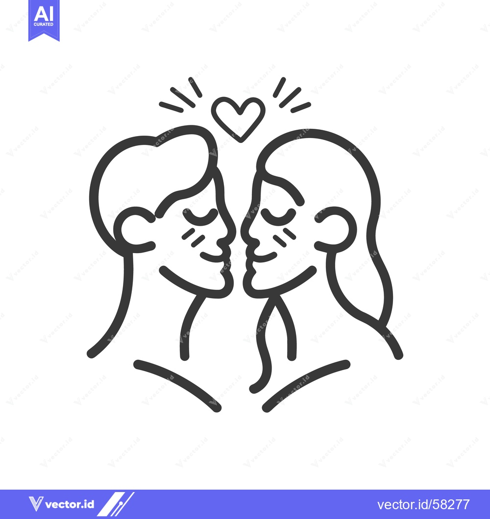 Premium Vector of A black and white illustration of two loving human faces