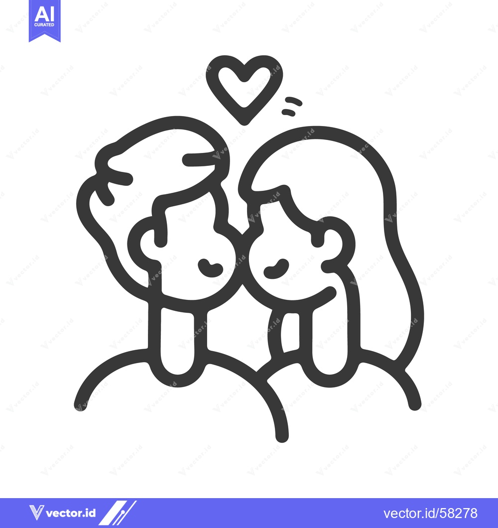Premium Vector dari Two people are embracing with a heart symbol floating above
