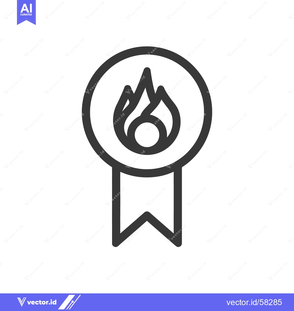 Premium Vector dari Minimalist Fire Badge Icon: Bold Outline, Modern Design, Achievement S