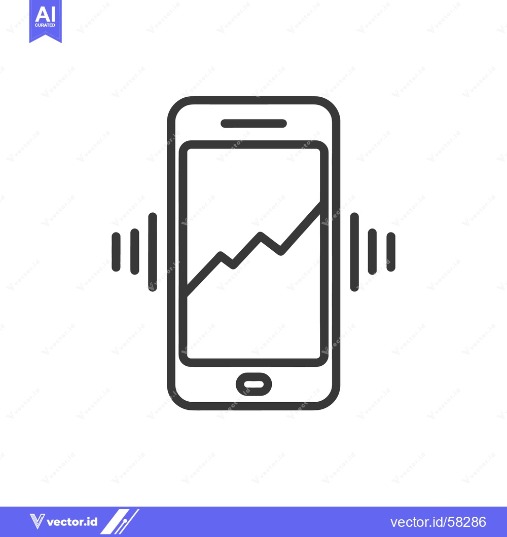 Premium Vector dari Smartphone with Rising Graph and Signal Bars, Minimalist Line Art Icon
