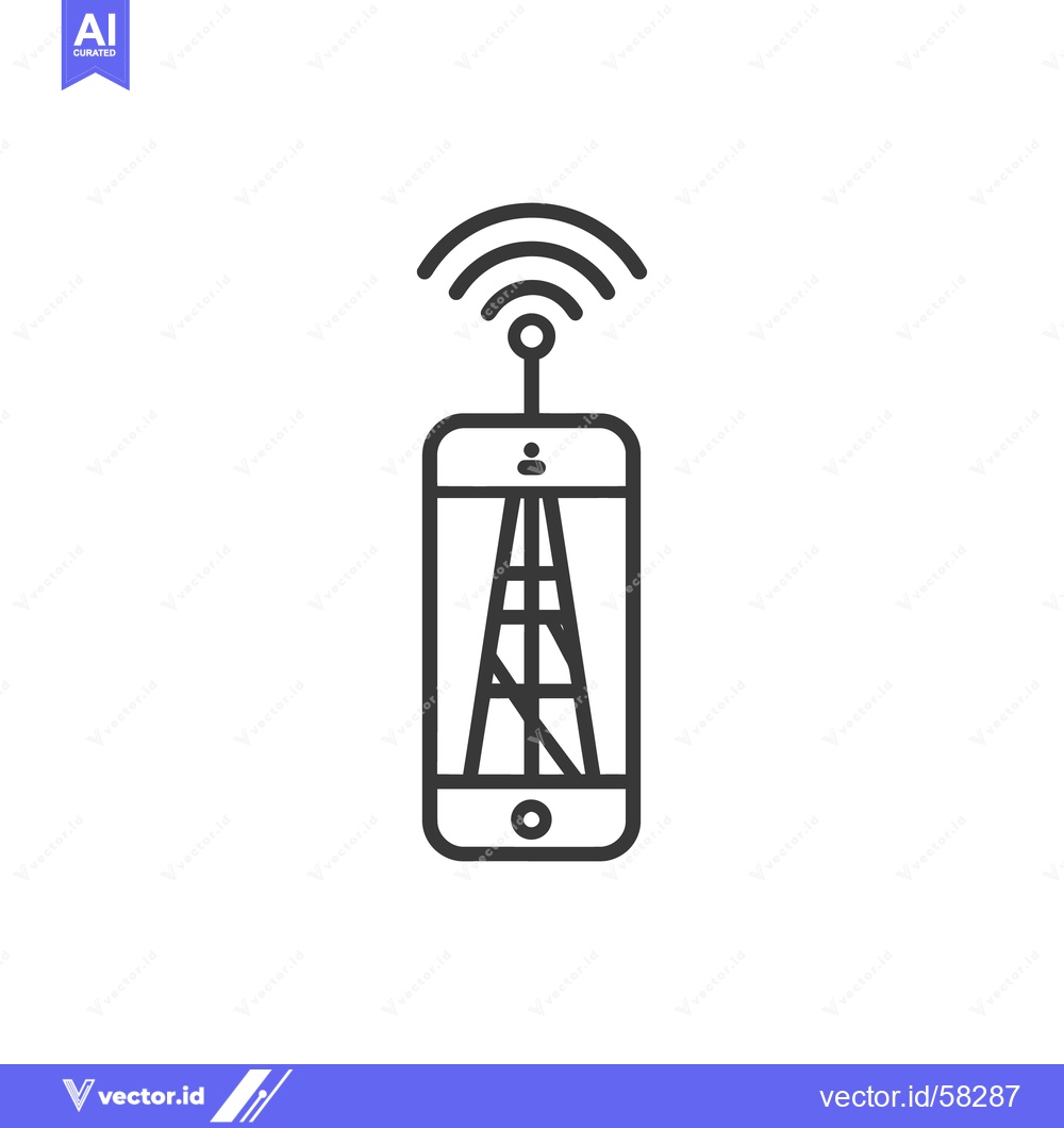 Premium Vector of Oil Derrick Inside Smartphone with Wireless Signal Icon, Minimalist Li