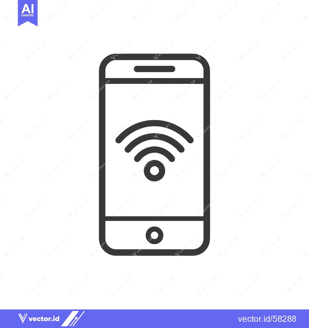 Premium Vector of Smartphone with WiFi Symbol: Modern Connectivity Icon, Minimalist Desi