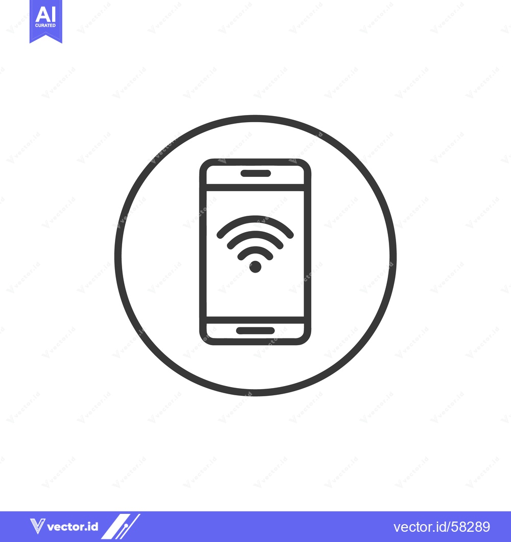 Premium Vector of Minimalist Smartphone Icon with WiFi Symbol in Circular Frame