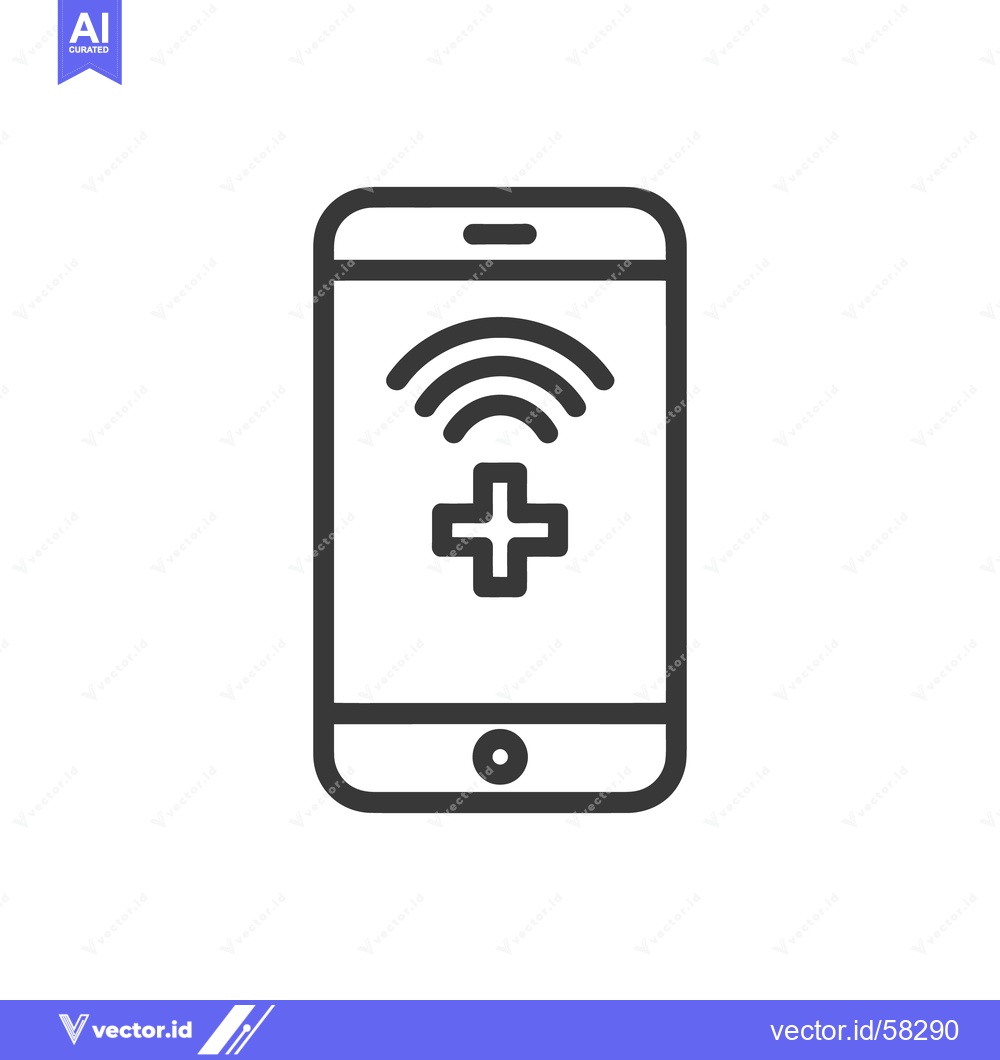 Premium Vector dari Telemedicine Icon: Smartphone with Medical Cross and Signal Waves