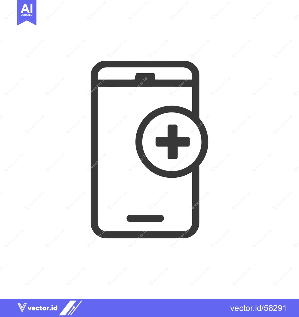 Premium Vector dari Smartphone with Plus Sign Icon: Add Contact, New App, Medical Alert
