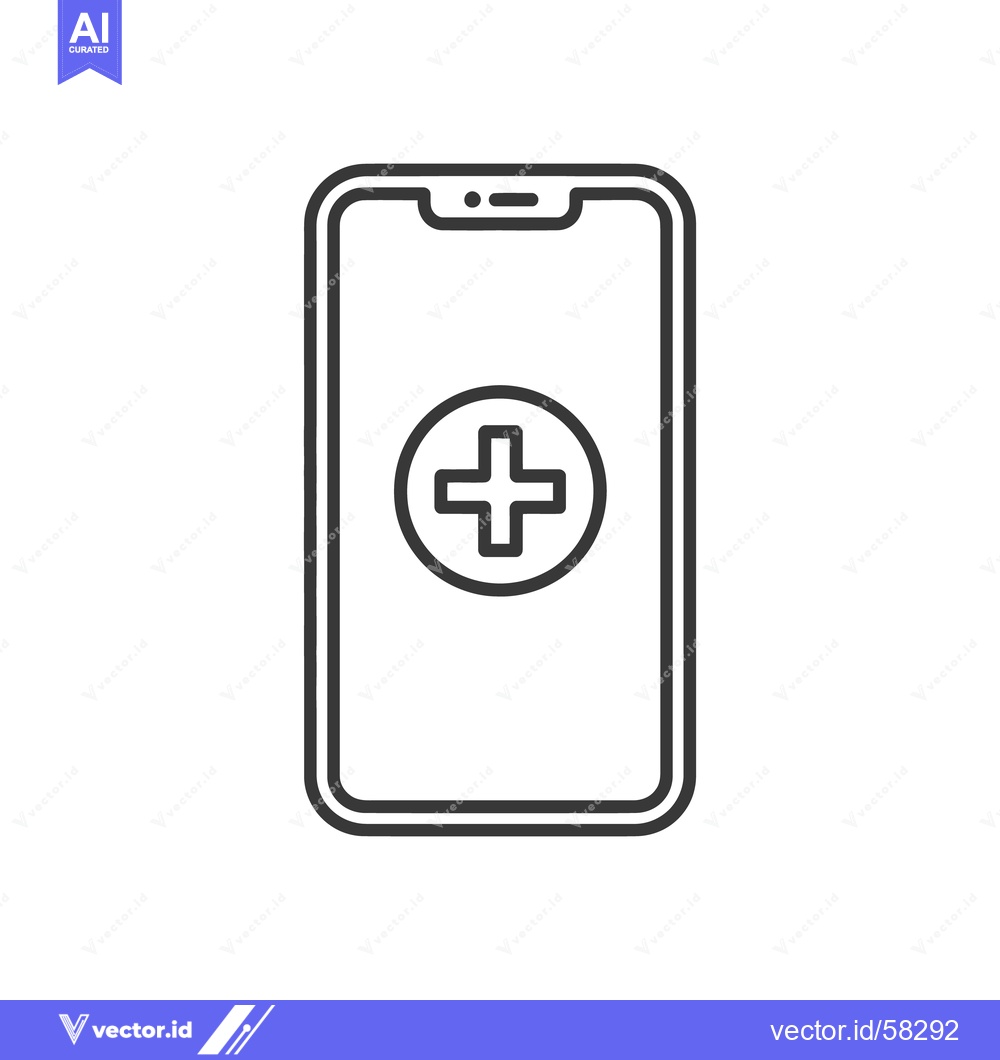 Premium Vector of Smartphone with Medical Cross Icon, Healthcare App Symbol, Minimalist
